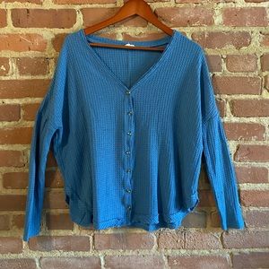 Oversized Button Down Waffle Shirt